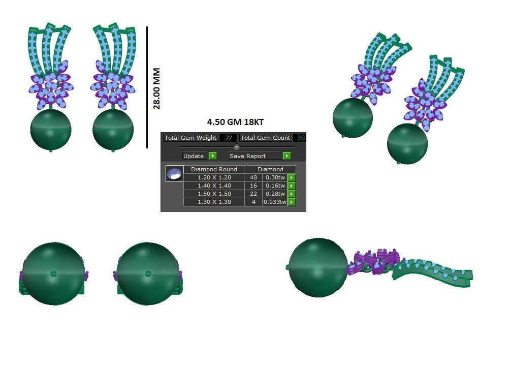 Women earrings 3dm stl render detail 3D print model 3D print model_1