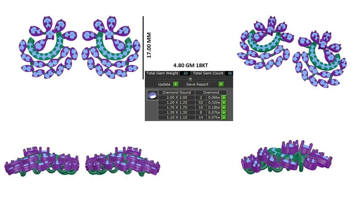 Women earrings 3dm stl render detail 3D print model 3D print model_1
