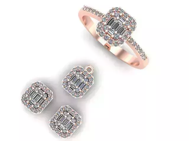 necklace earring ring set Stl