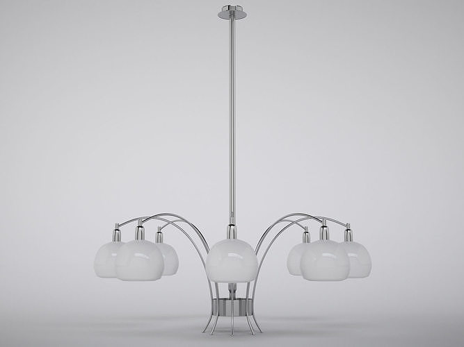 Chandelier modern with six glass shades Free 3D model
