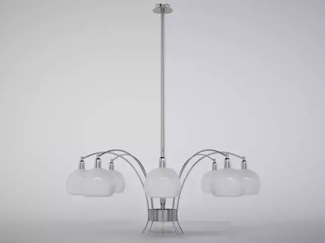 Chandelier modern with six glass shades Free 3D model