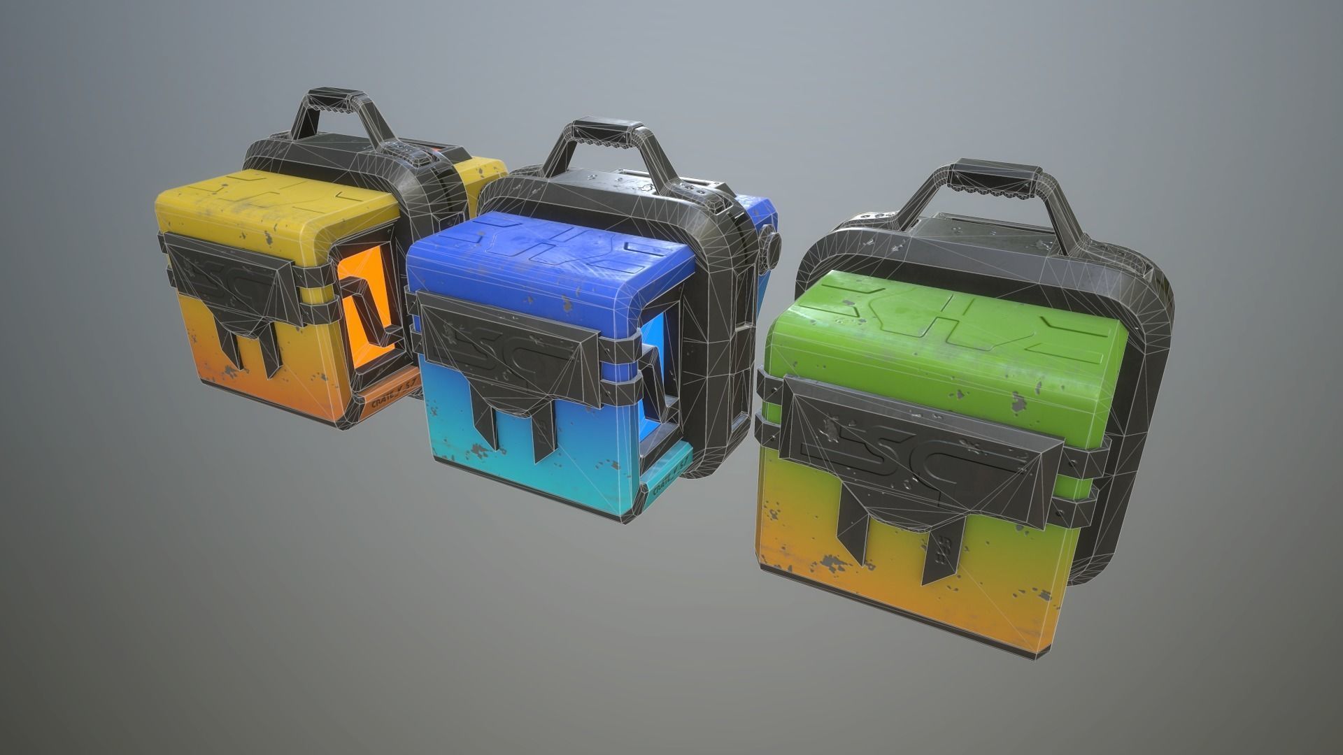 Sci-fi crates Low-poly 3D model_5
