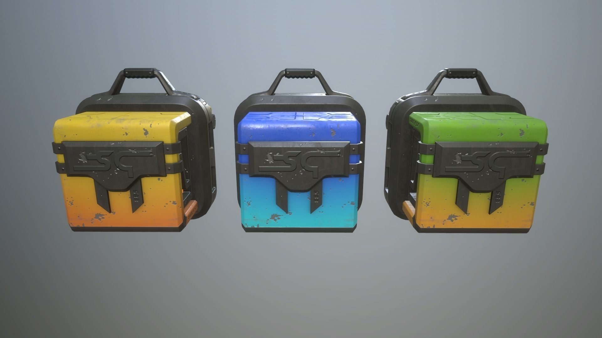 Sci-fi crates Low-poly 3D model_2