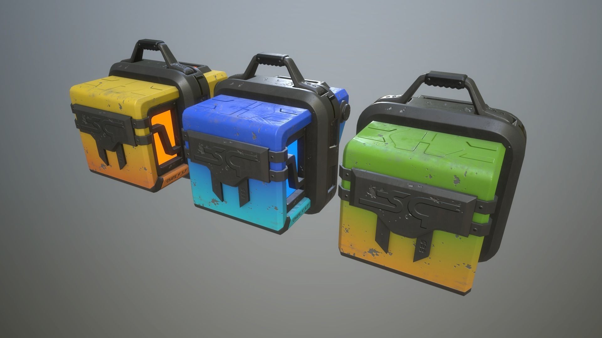 Sci-fi crates Low-poly 3D model_4