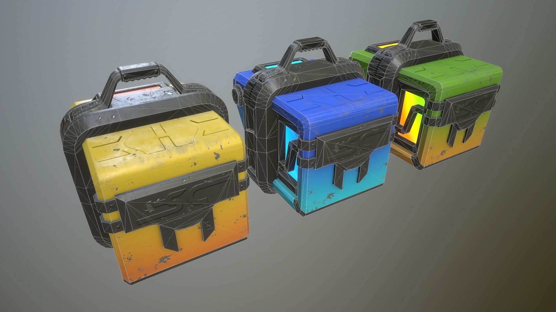 Sci-fi crates Low-poly 3D model_1