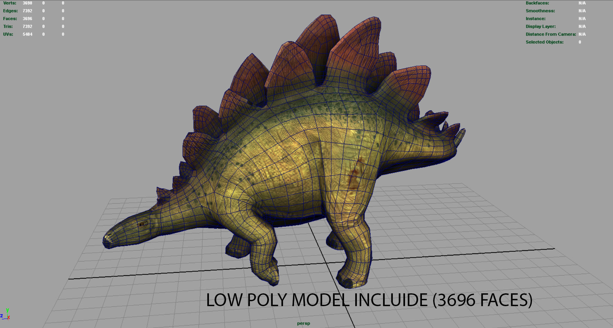 Stegosaurus dinosaur Low-poly 3D model_5