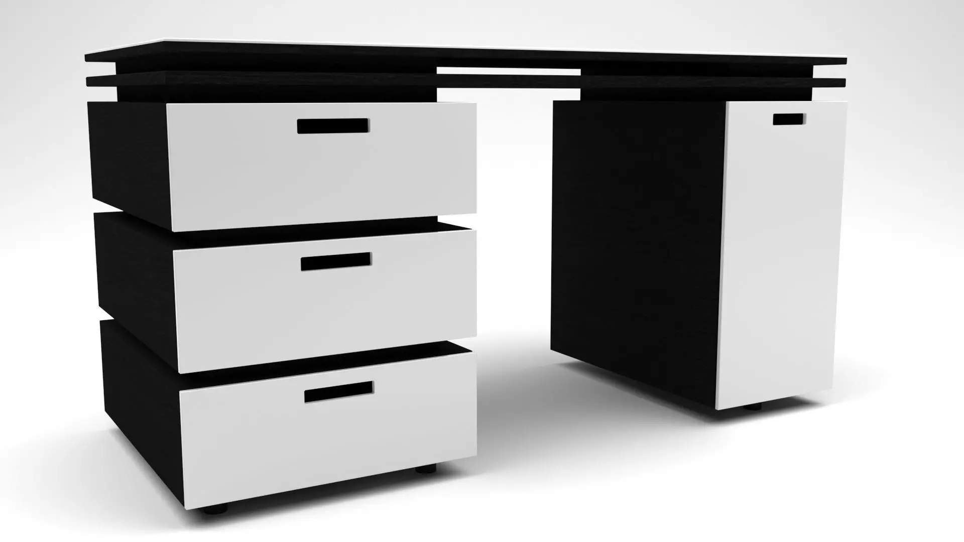 Black and White Stylish Minimalist Table - 3ds Max Model Low-poly 3D model
