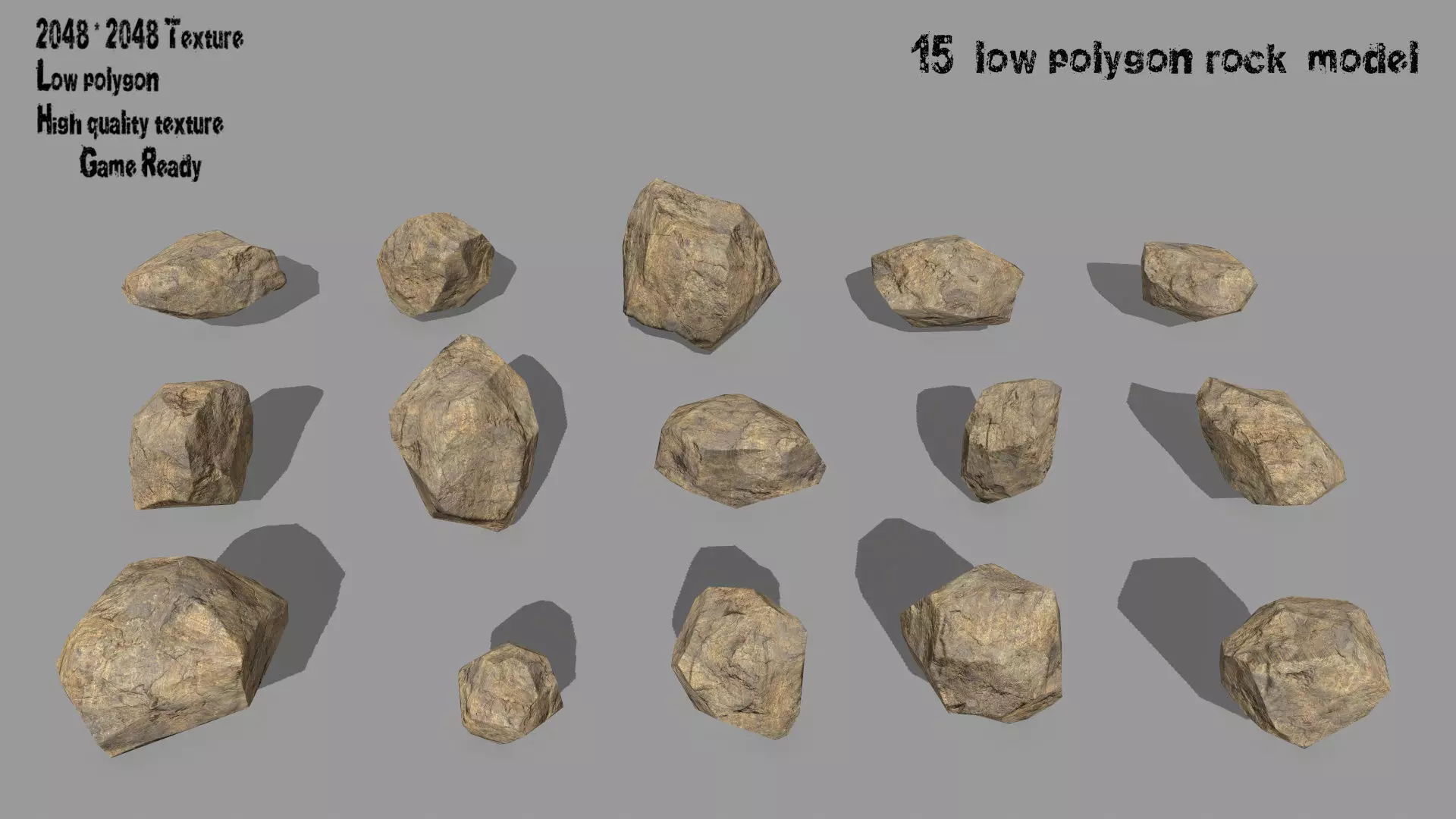 rocks set of Low-poly 3D model_0