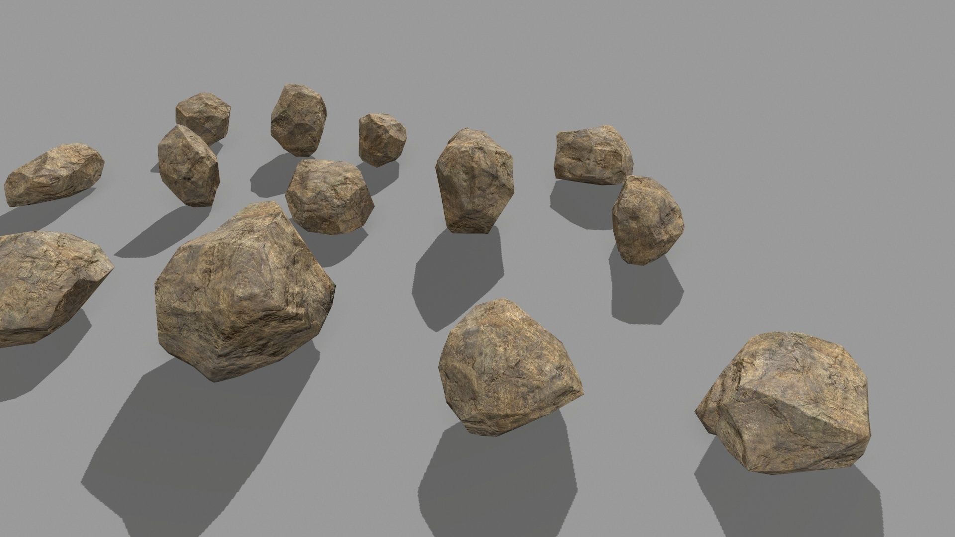 rocks set of Low-poly 3D model_2
