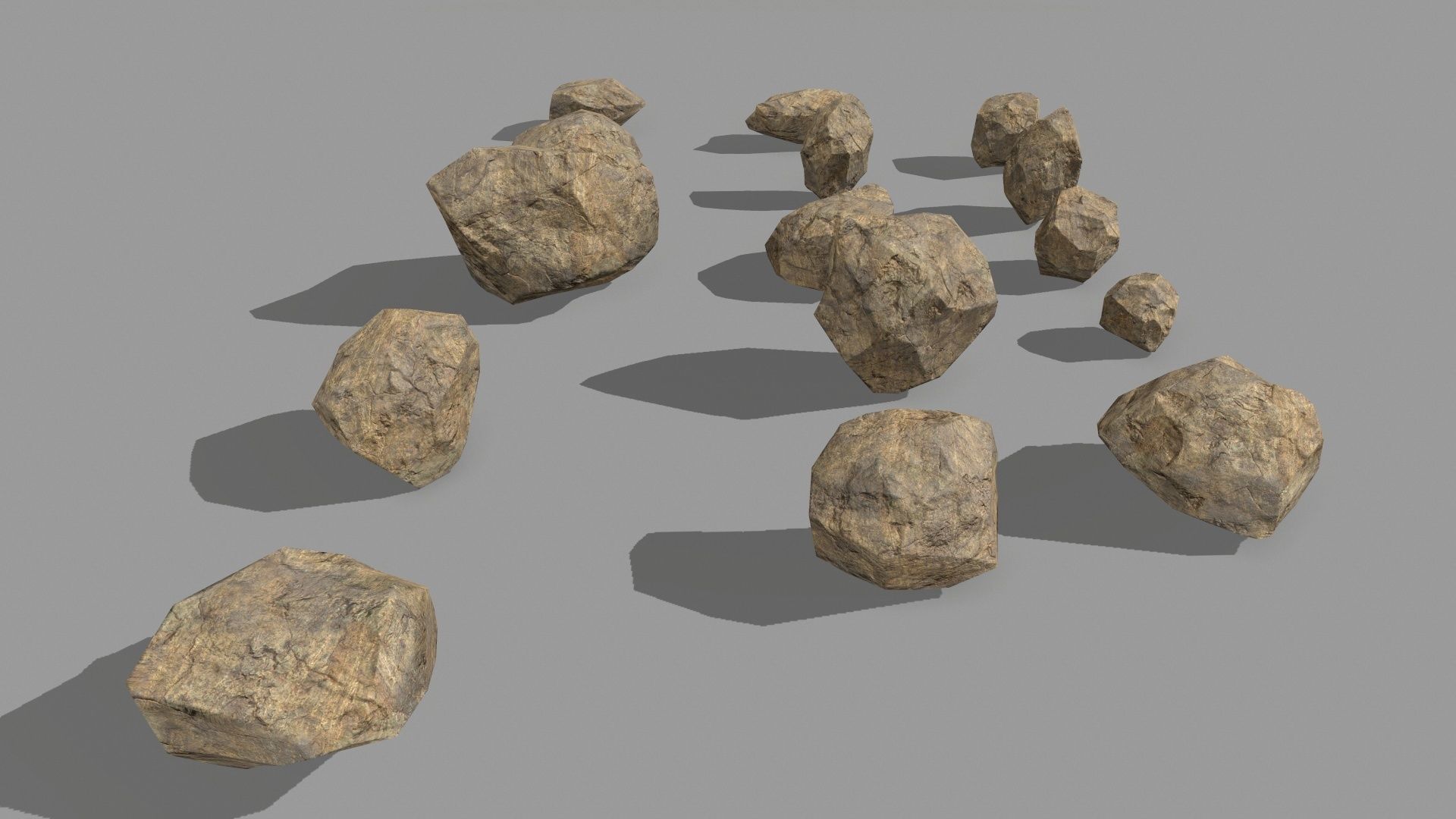 rocks set of Low-poly 3D model_3