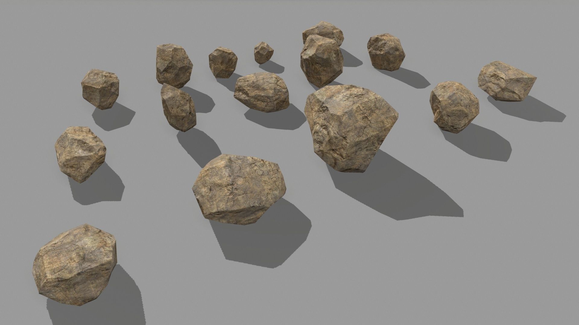 rocks set of Low-poly 3D model_4
