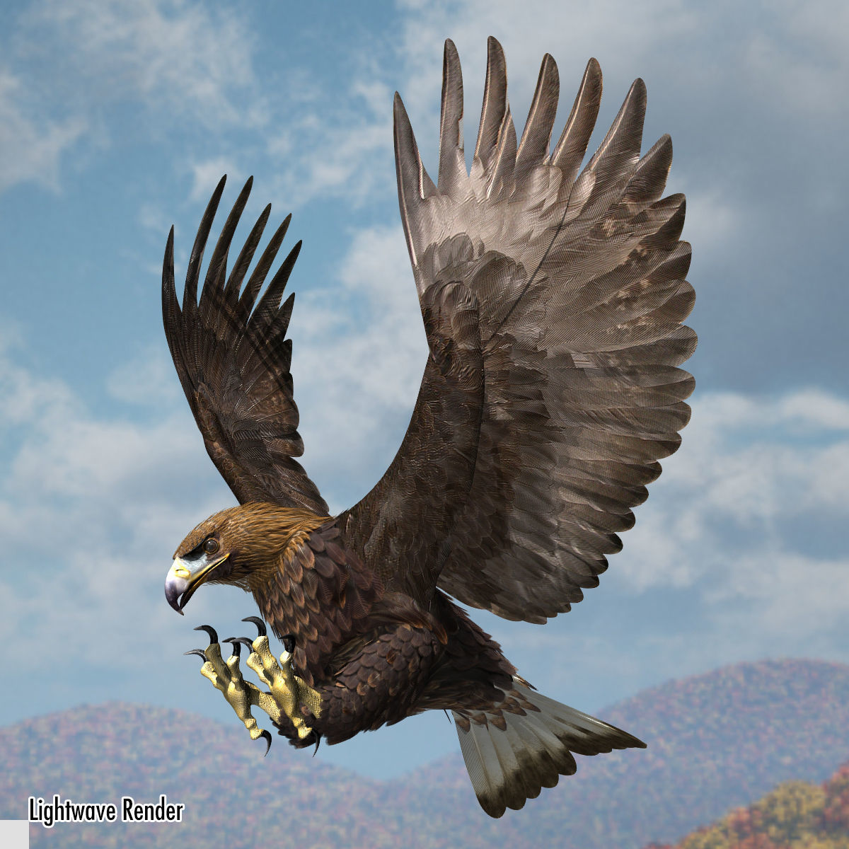 Golden Eagle - rigged - animated standard PBR VRAY 3D model_6