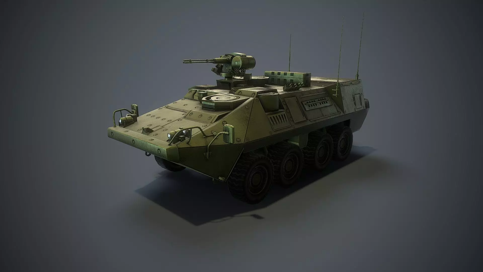 Stryker vehicle with interior VR Low-poly 3D model