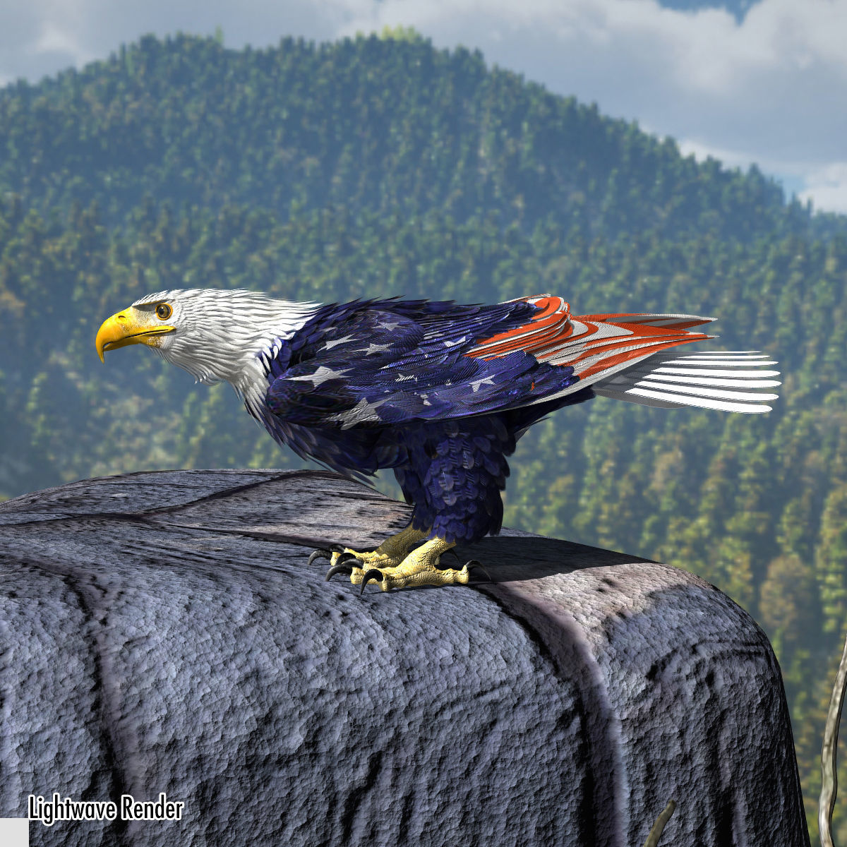 Bald Eagle 2 Stars And Stripes 3D model_10