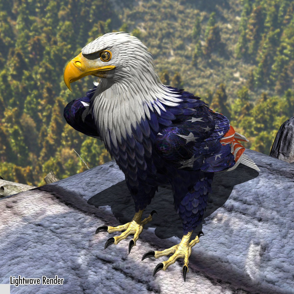 Bald Eagle 2 Stars And Stripes 3D model_5