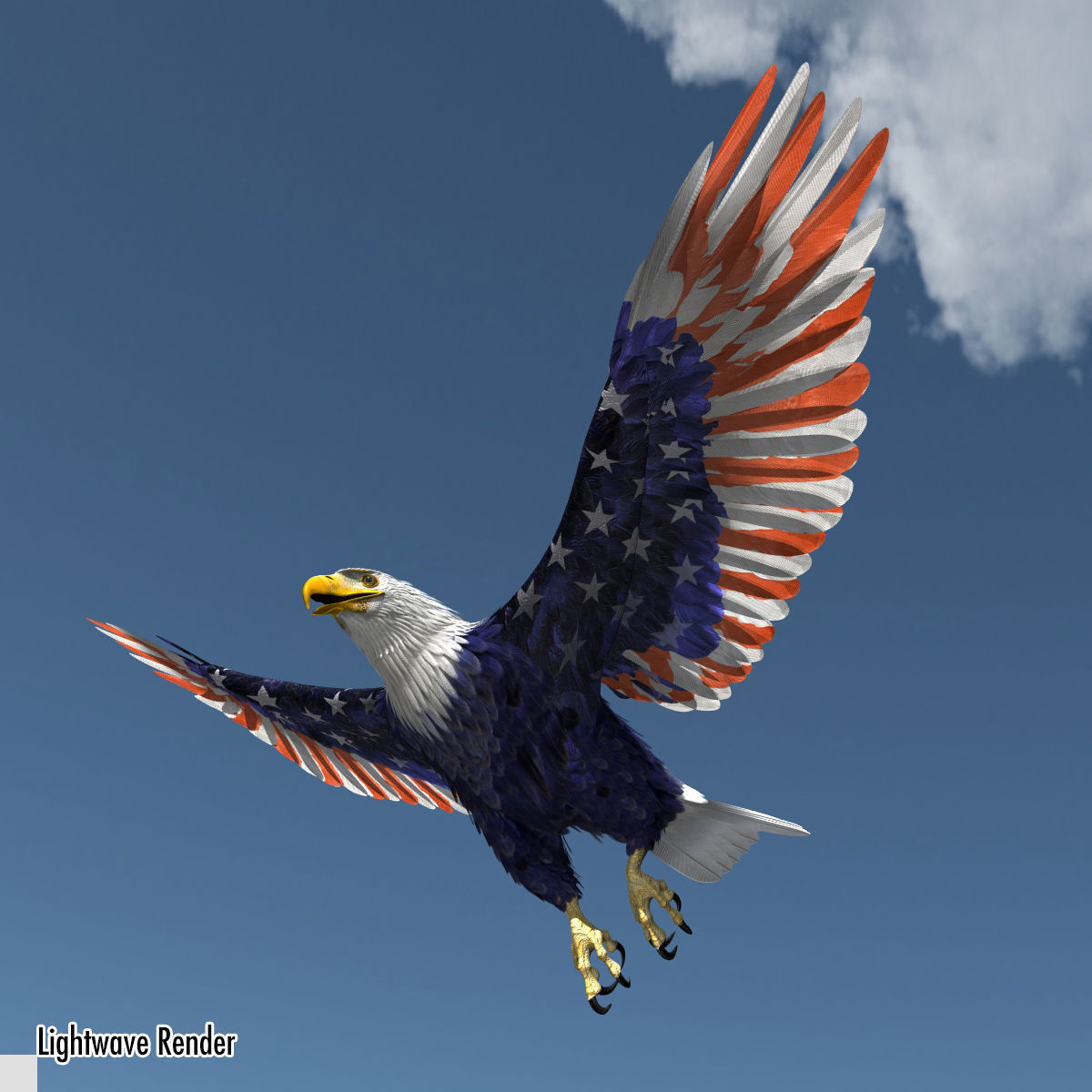 Bald Eagle 2 Stars And Stripes 3D model_26
