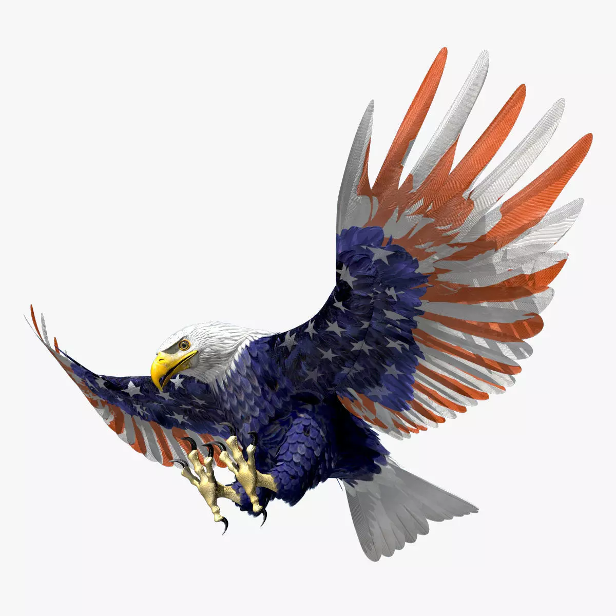 Bald Eagle 2 Stars And Stripes 3D model_0