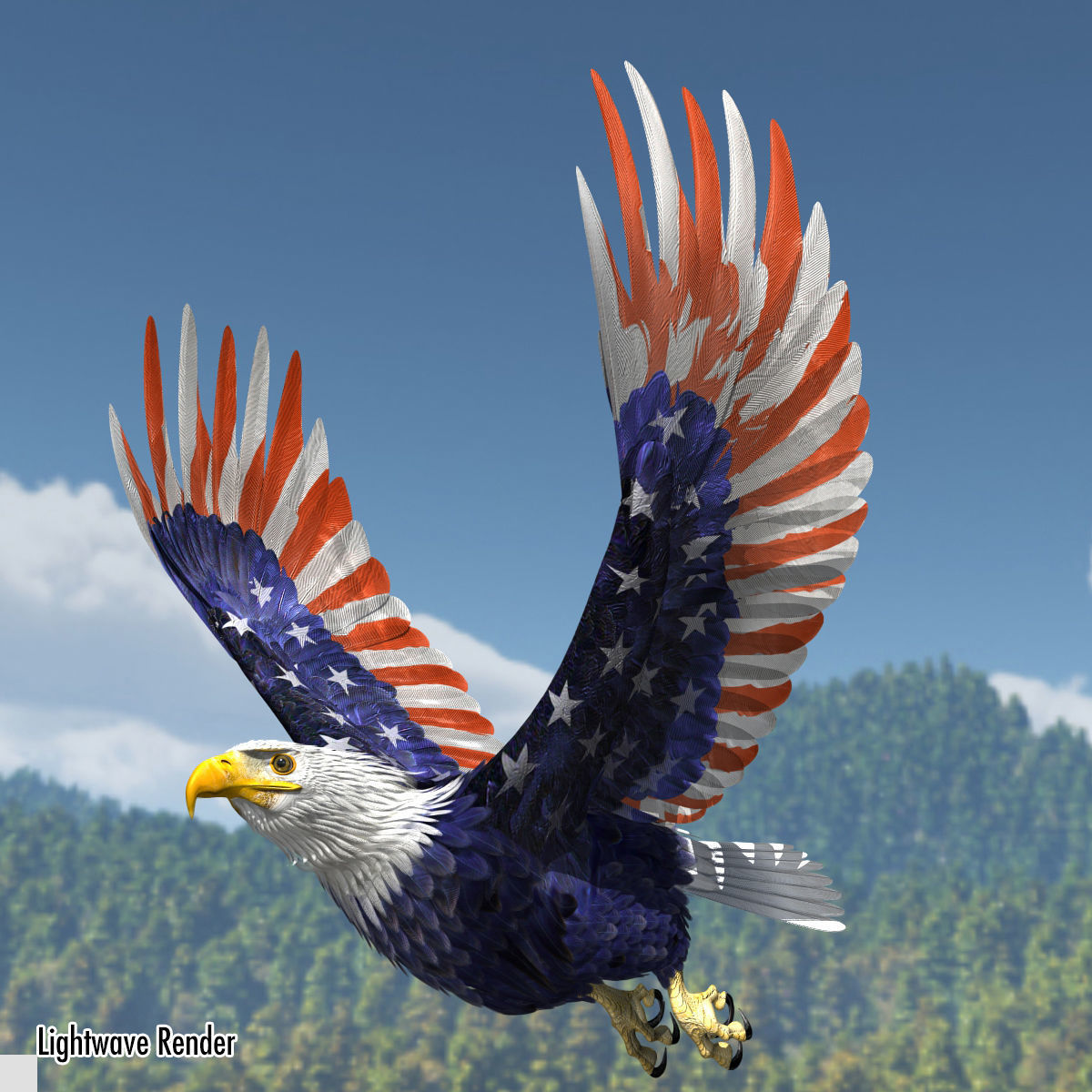 Bald Eagle 2 Stars And Stripes 3D model_8