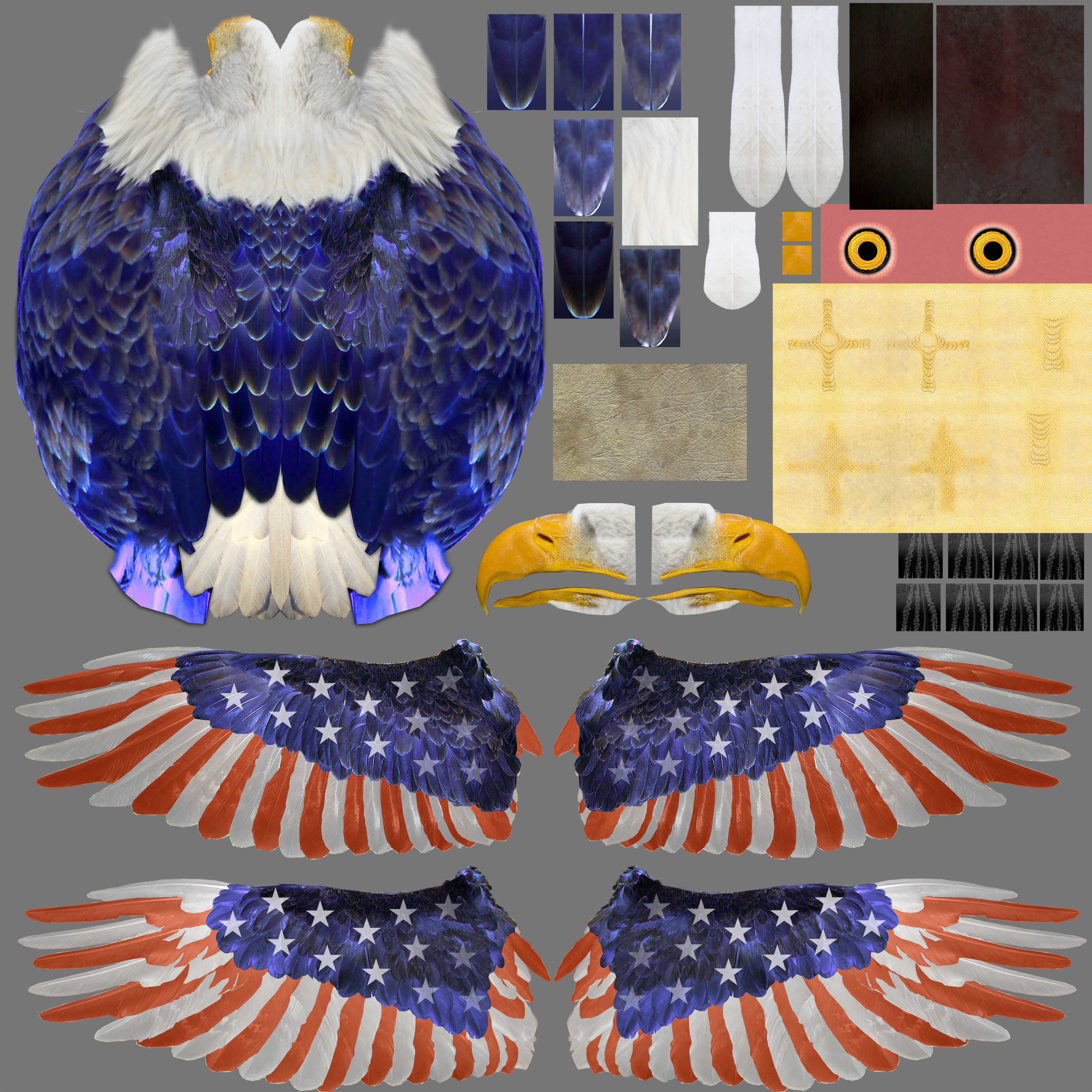 Bald Eagle 2 Stars And Stripes 3D model_27