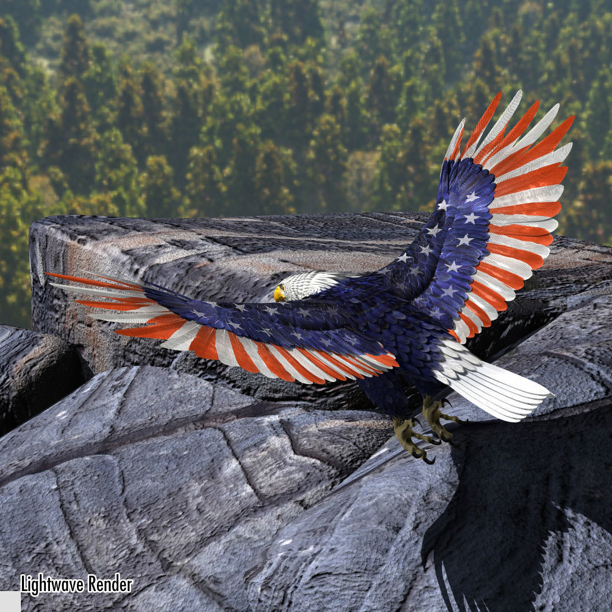 Bald Eagle 2 Stars And Stripes 3D model_21