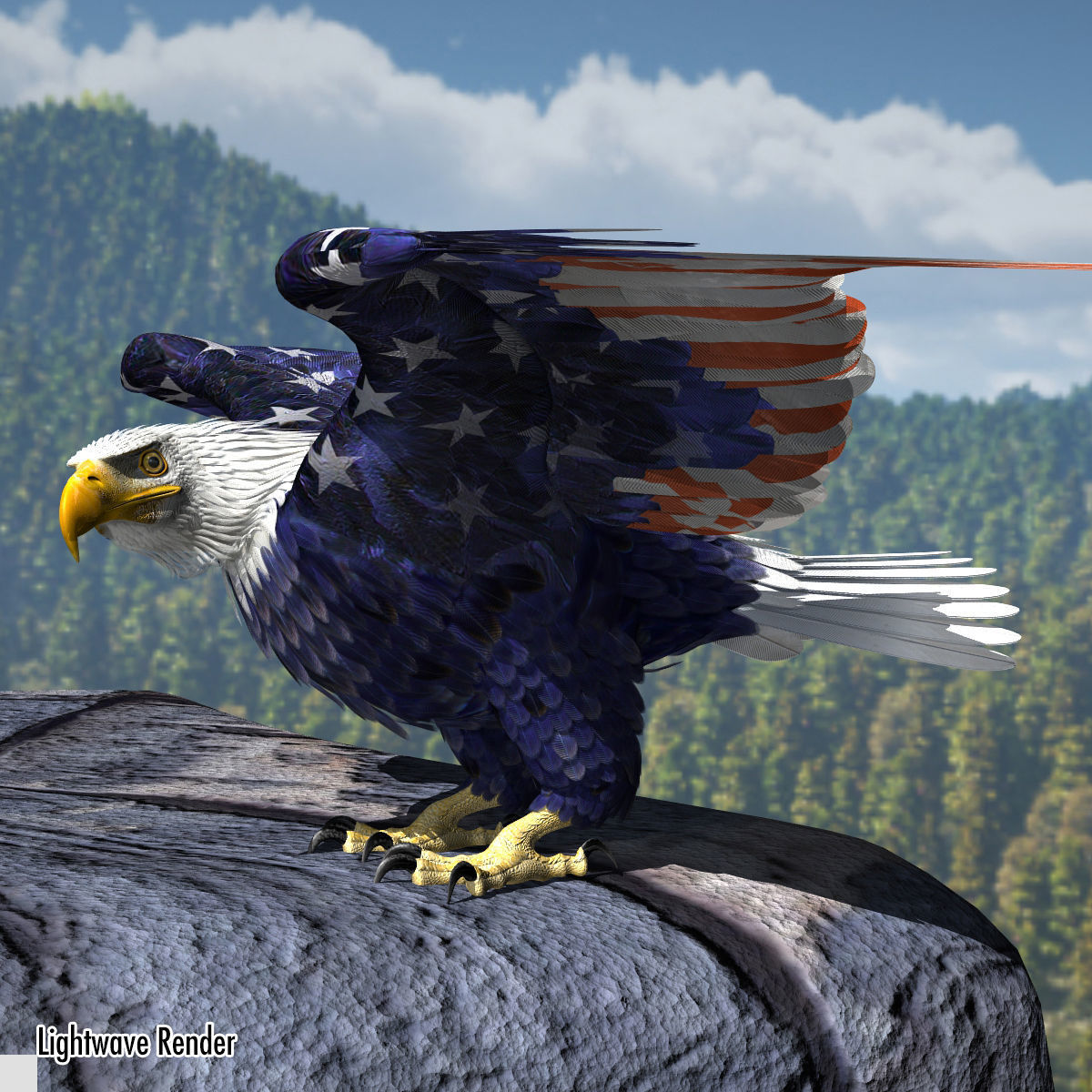Bald Eagle 2 Stars And Stripes 3D model_18