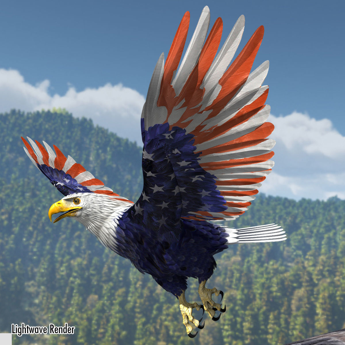 Bald Eagle 2 Stars And Stripes 3D model_25