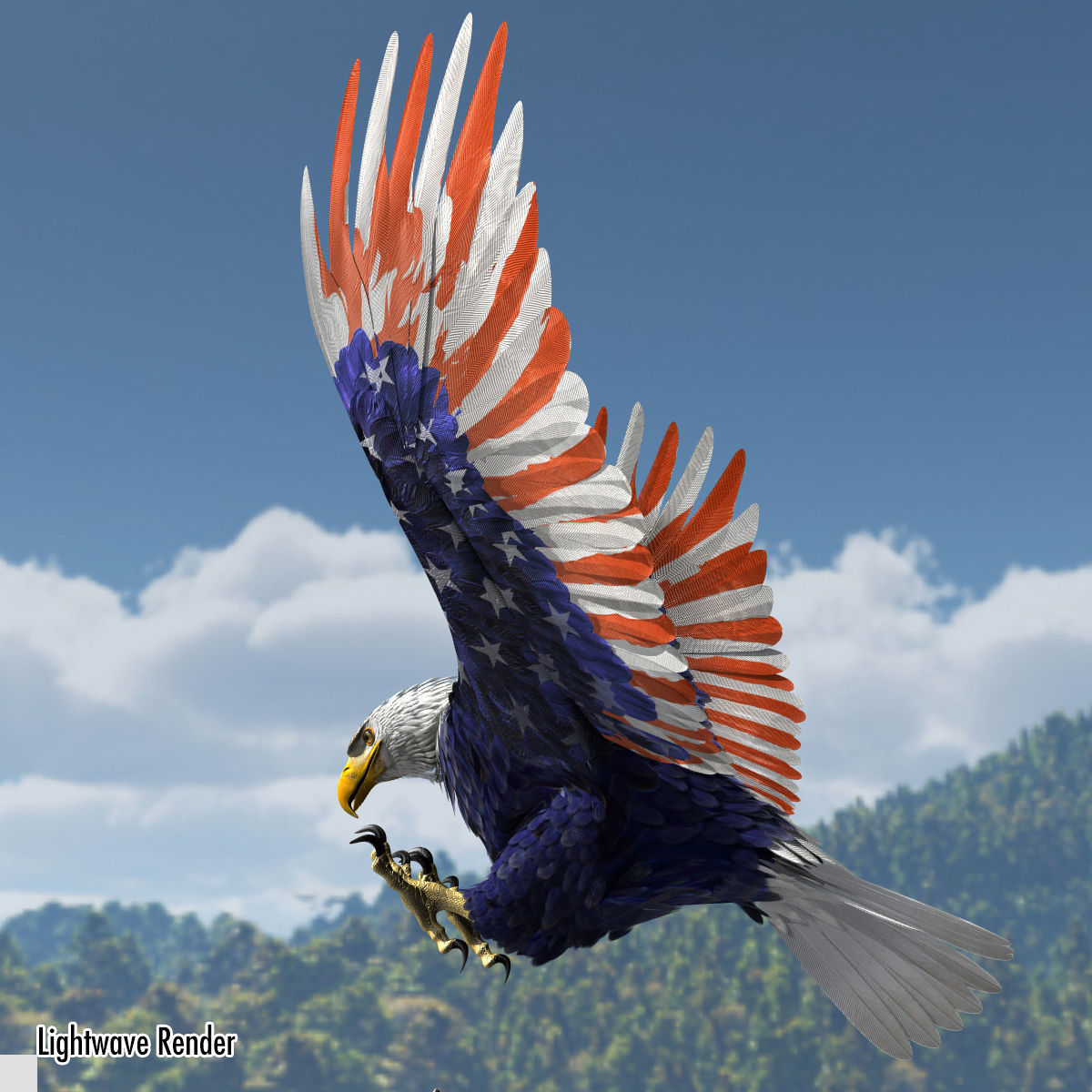 Bald Eagle 2 Stars And Stripes 3D model_17