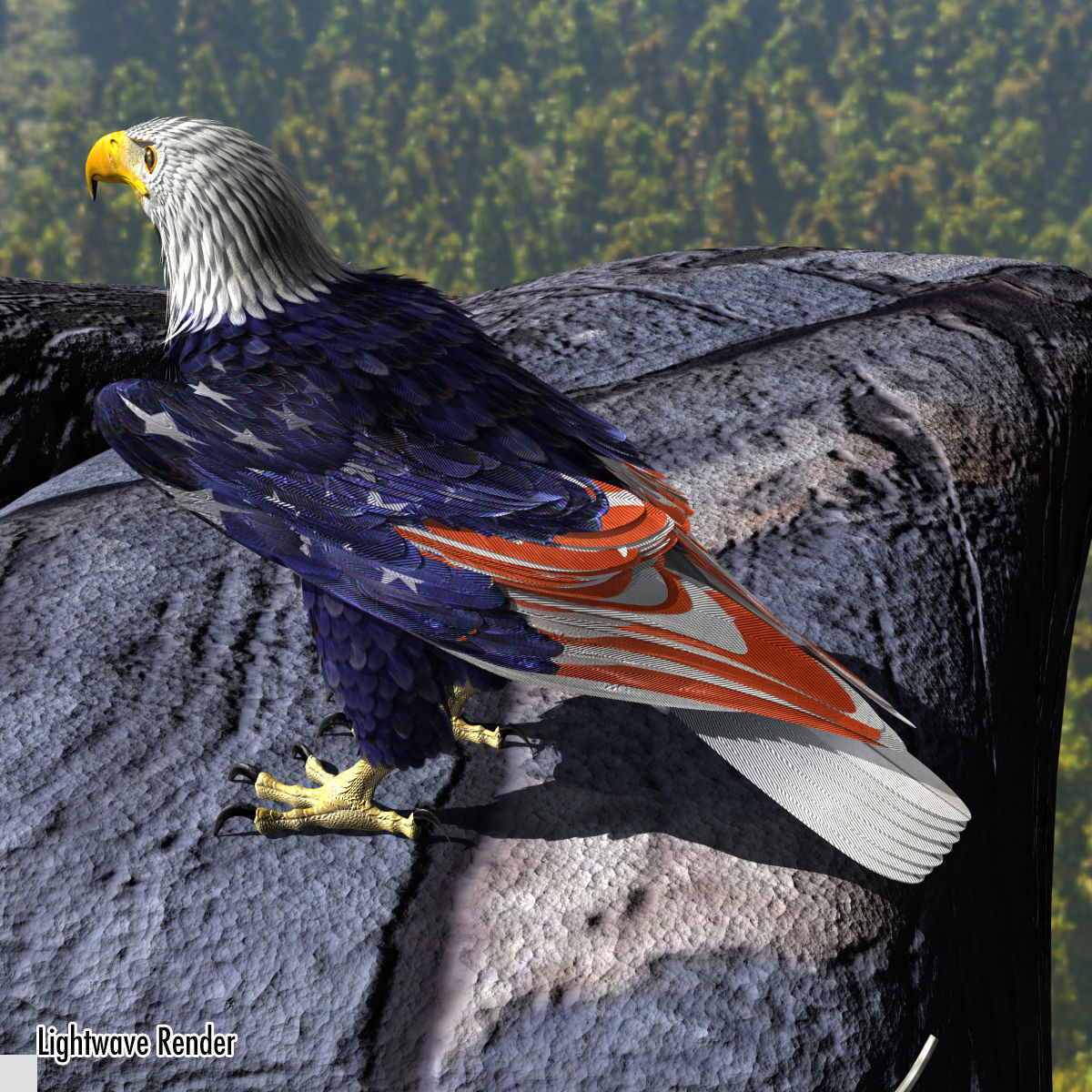 Bald Eagle 2 Stars And Stripes 3D model_13