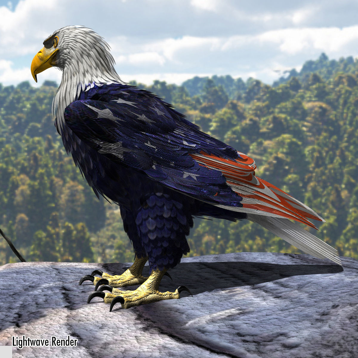 Bald Eagle 2 Stars And Stripes 3D model_6