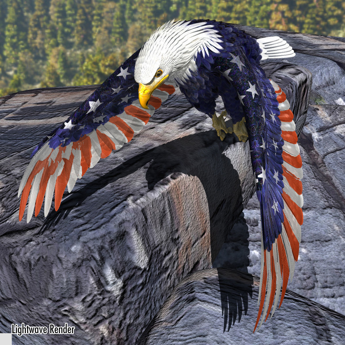 Bald Eagle 2 Stars And Stripes 3D model_24