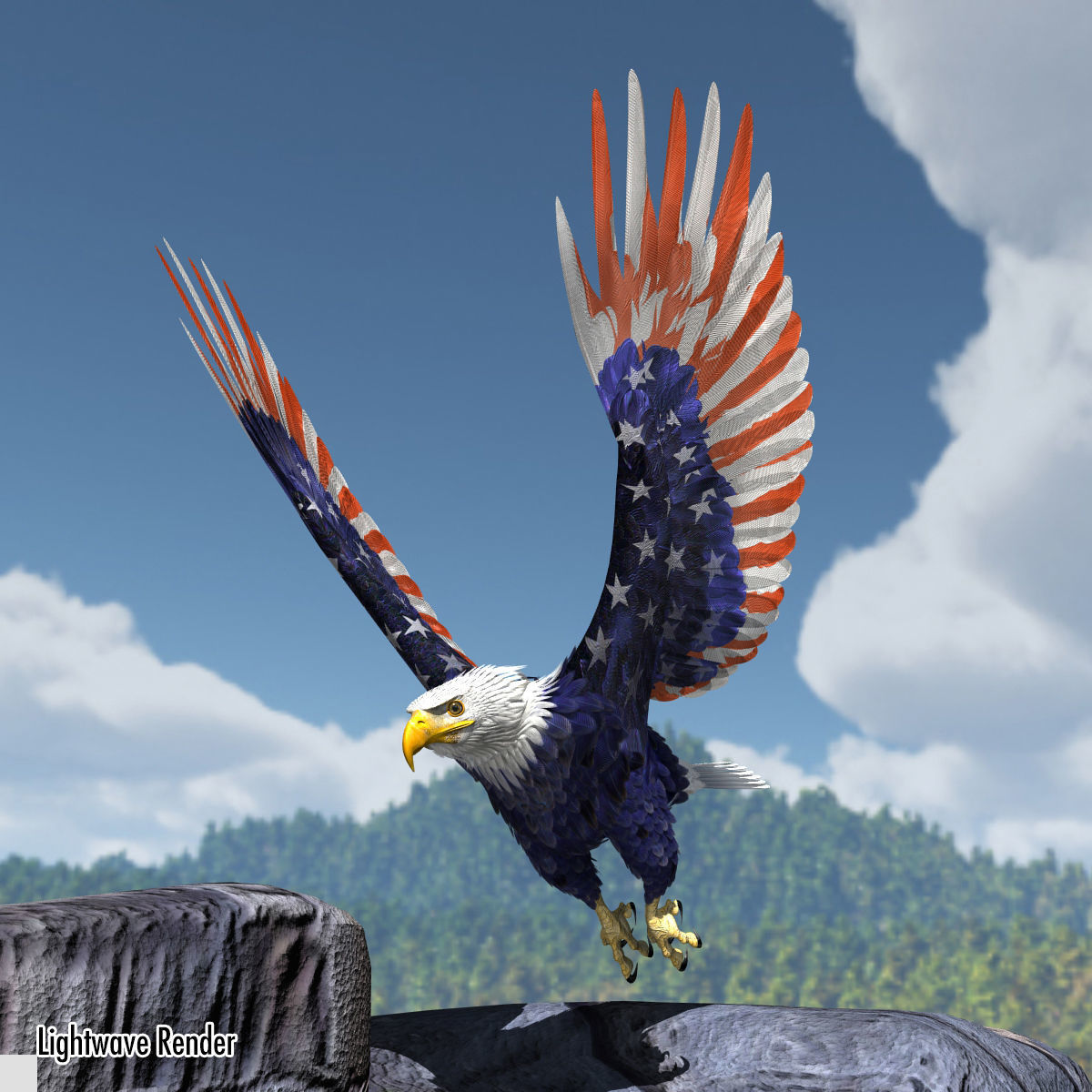 Bald Eagle 2 Stars And Stripes 3D model_22