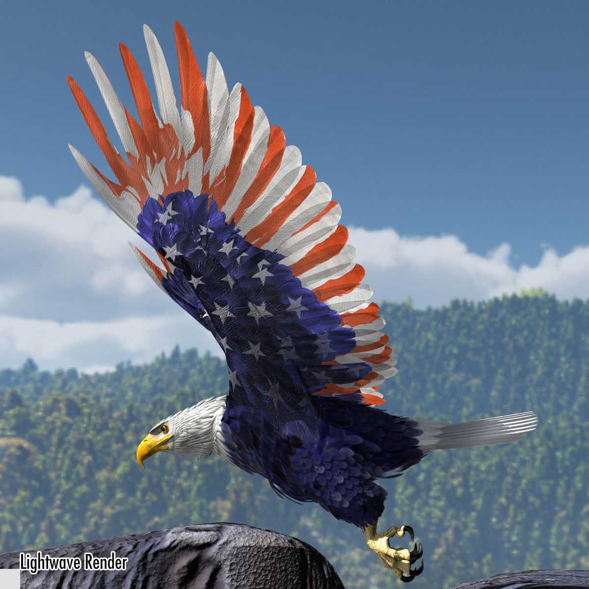Bald Eagle 2 Stars And Stripes 3D model_19