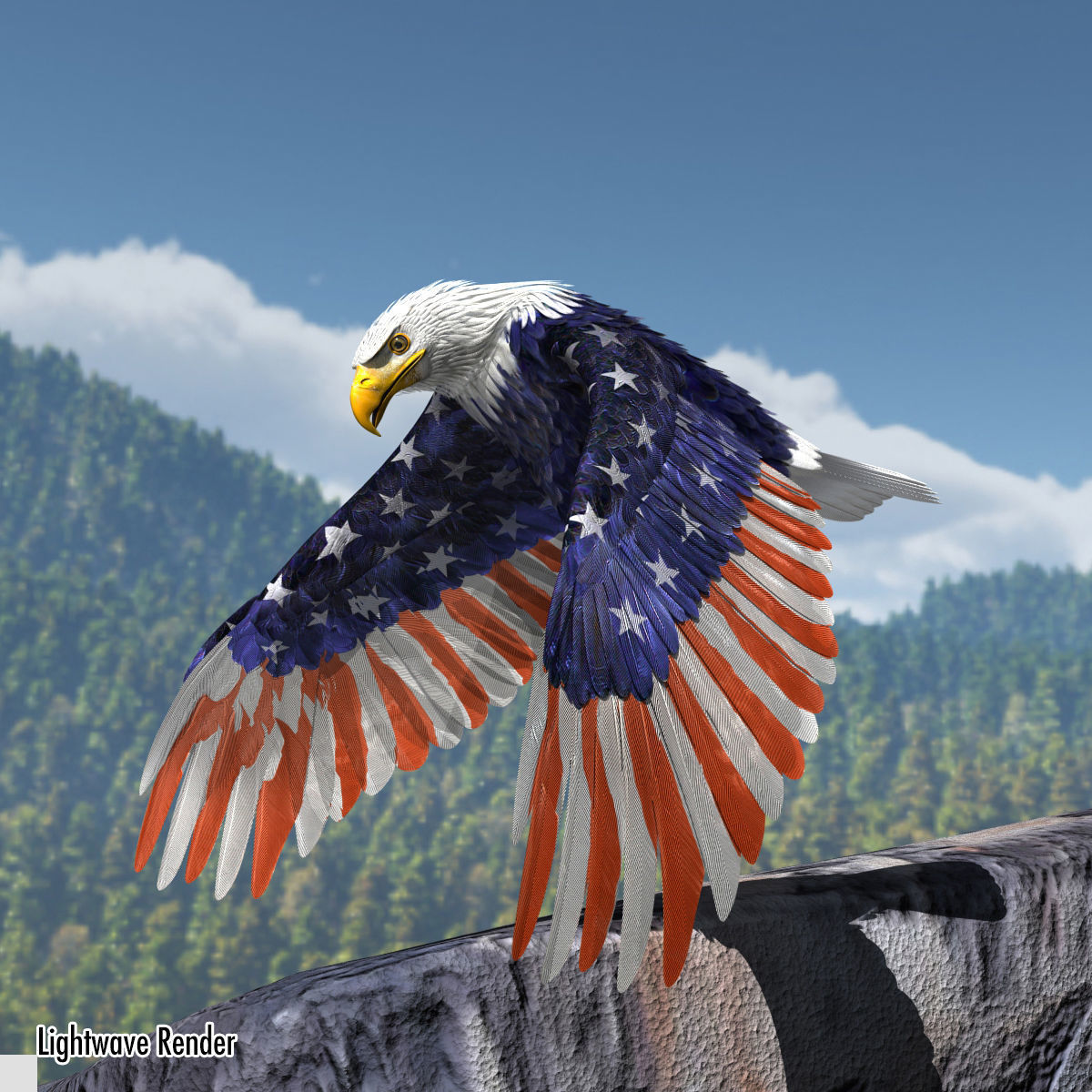 Bald Eagle 2 Stars And Stripes 3D model_23