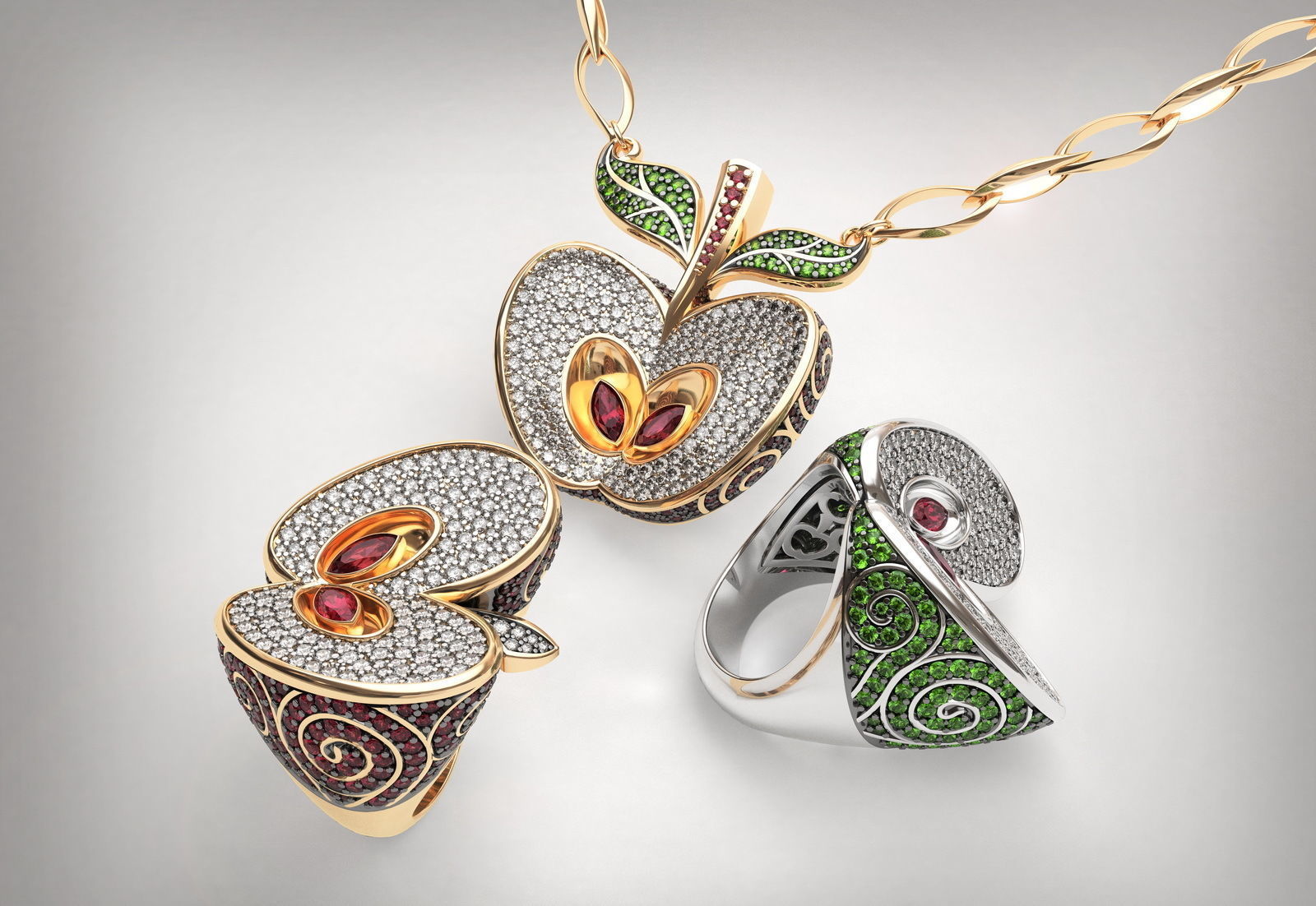 Half apple ring - original  3D print model_1