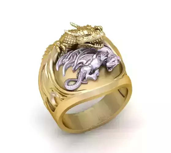 DRAGON-RING gold and silver dragon ring 3D print model