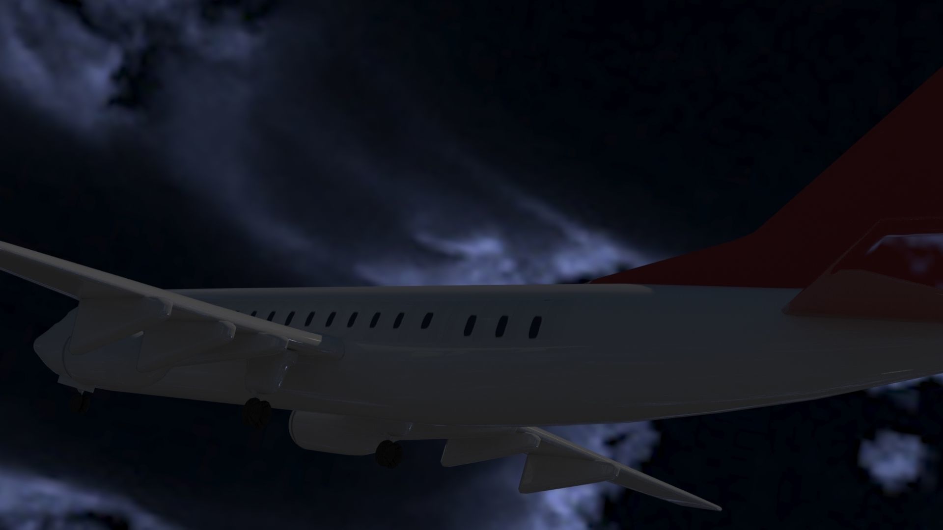 Aircraft LowPoly passenger airplane flying in sky Low-poly 3D model_1