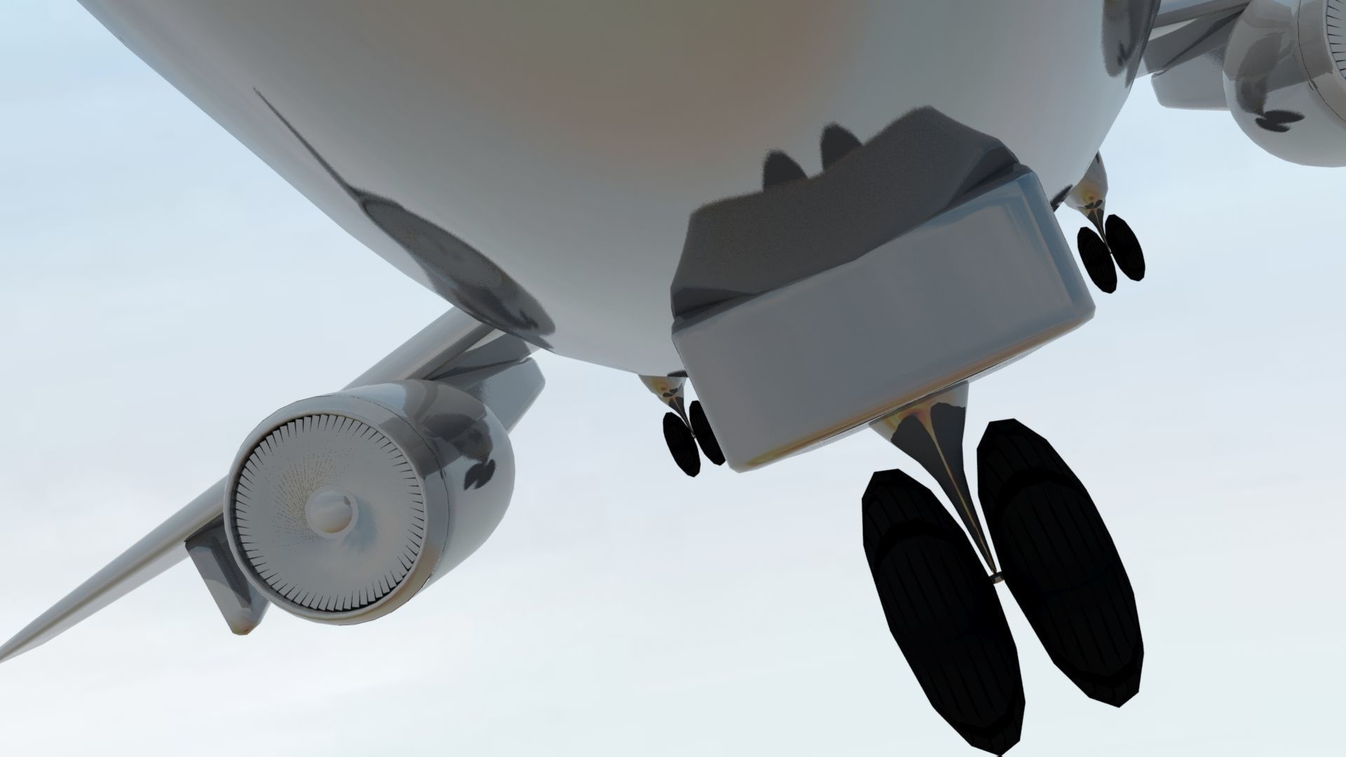 Aircraft LowPoly passenger airplane flying in sky Low-poly 3D model_15