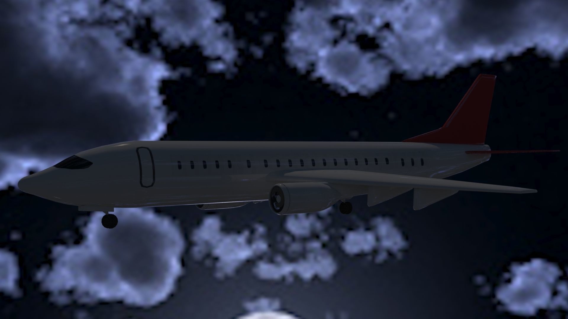 Aircraft LowPoly passenger airplane flying in sky Low-poly 3D model_4