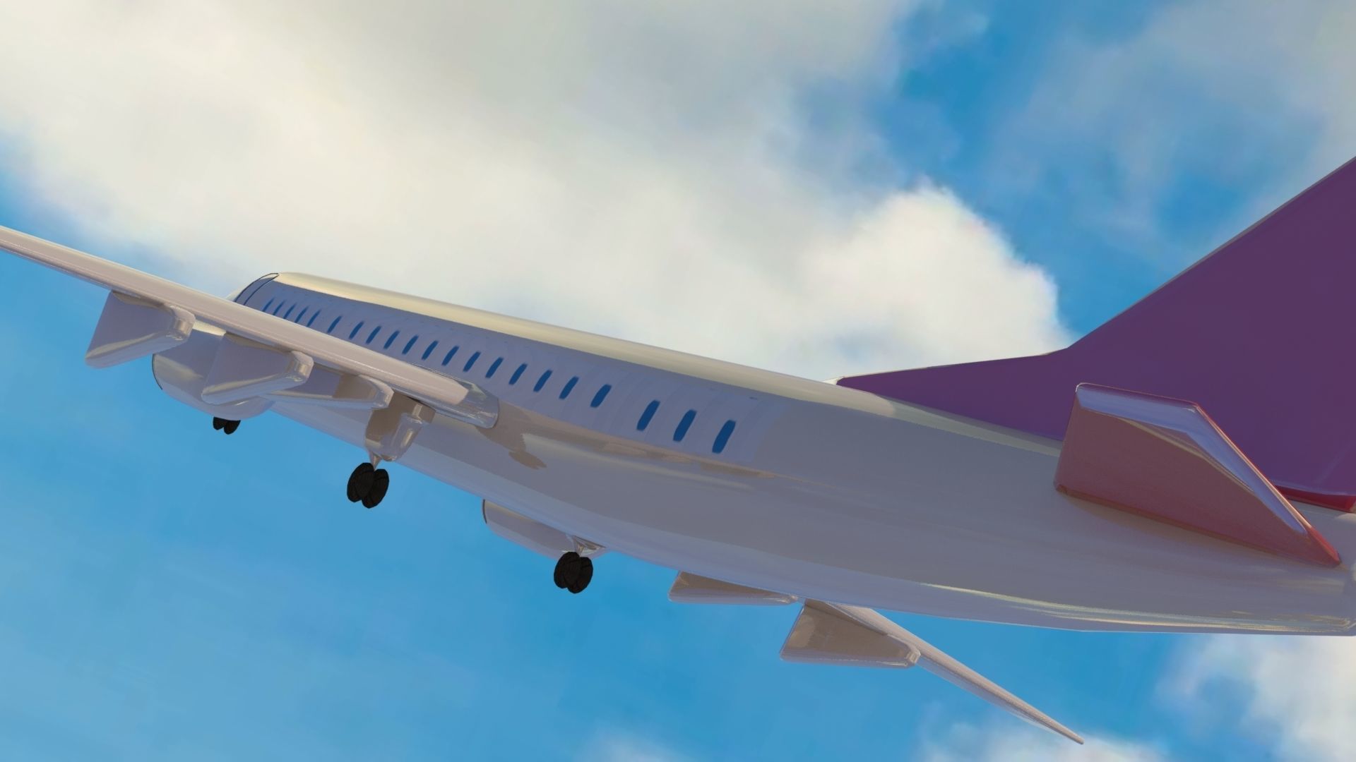 Aircraft LowPoly passenger airplane flying in sky Low-poly 3D model_20