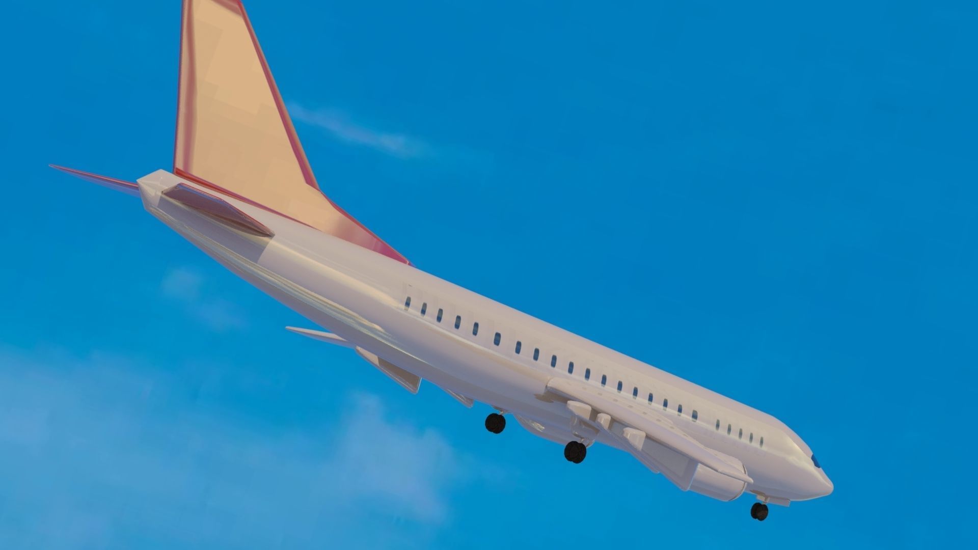 Aircraft LowPoly passenger airplane flying in sky Low-poly 3D model_21