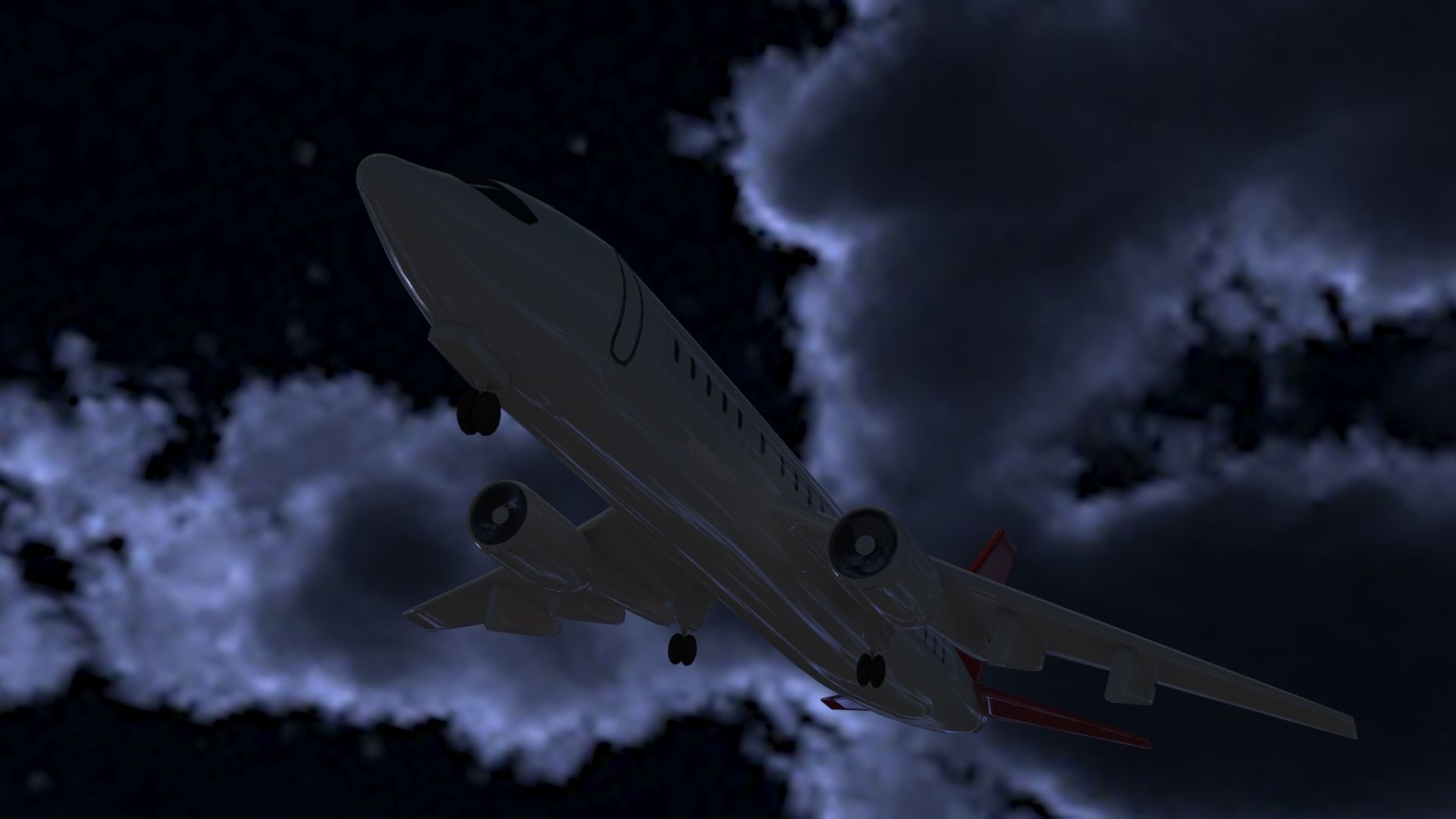 Aircraft LowPoly passenger airplane flying in sky Low-poly 3D model_3