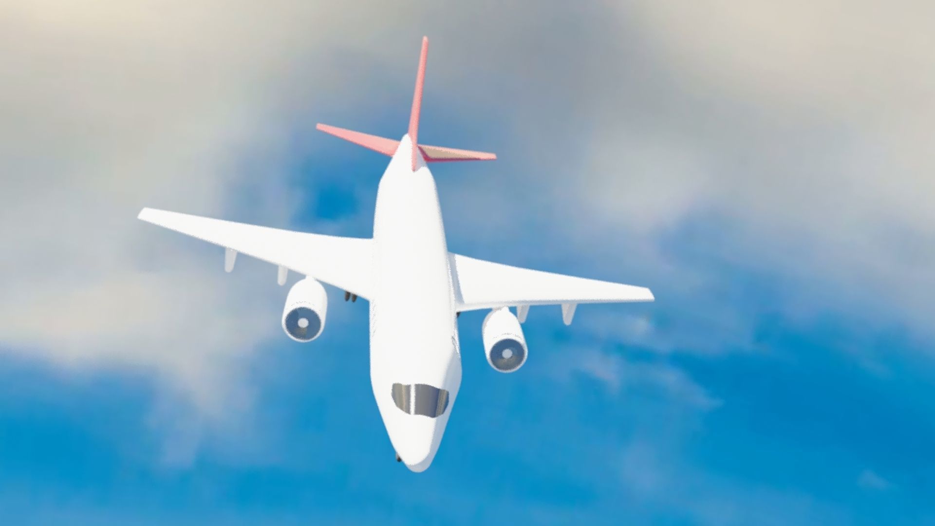 Aircraft LowPoly passenger airplane flying in sky Low-poly 3D model_12