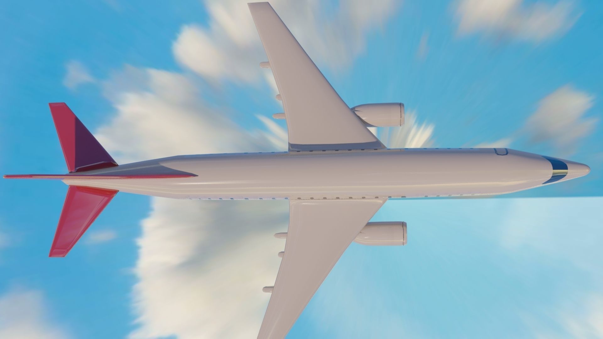 Aircraft LowPoly passenger airplane flying in sky Low-poly 3D model_2