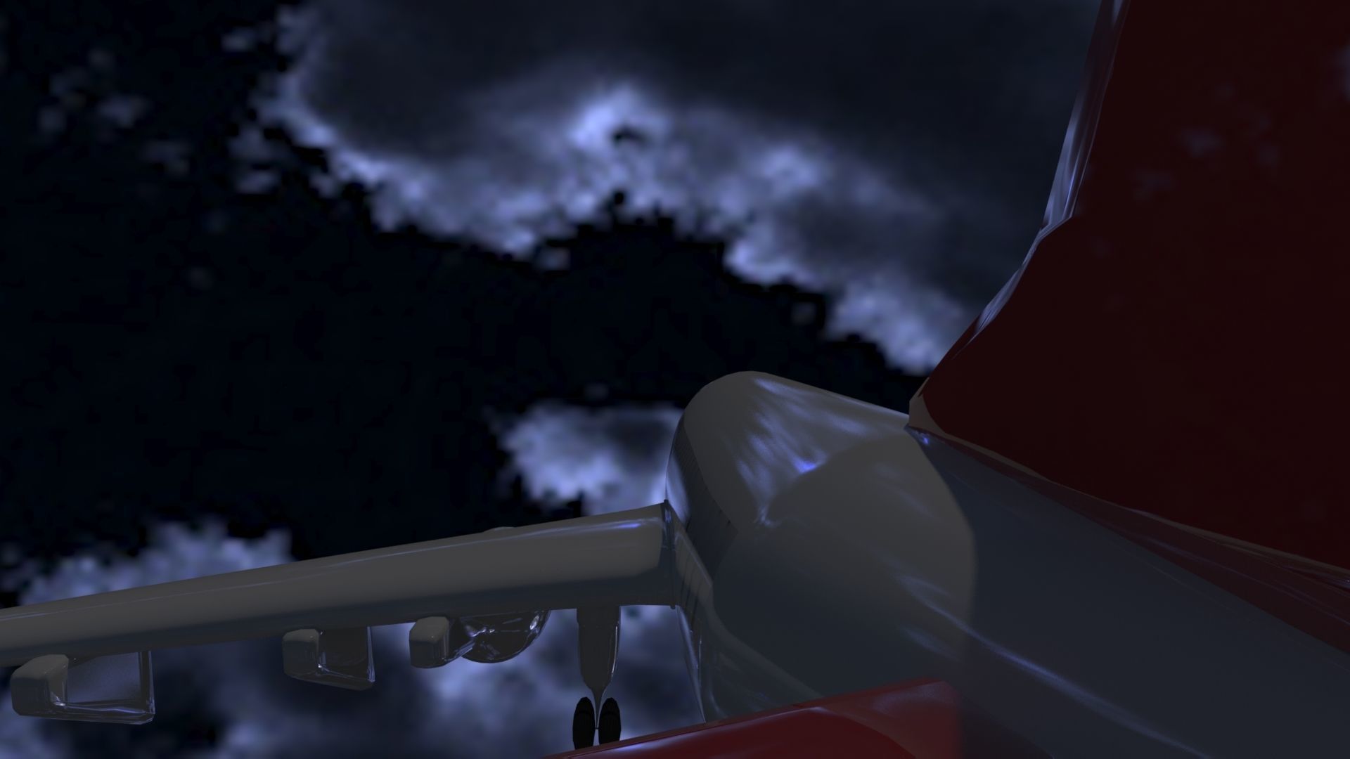 Aircraft LowPoly passenger airplane flying in sky Low-poly 3D model_5