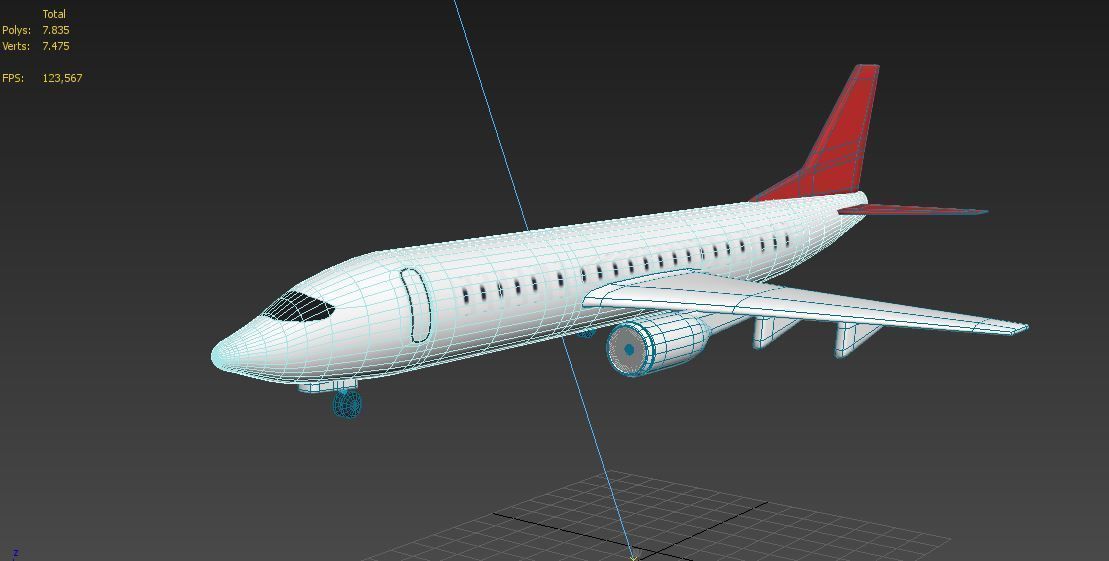 Aircraft LowPoly passenger airplane flying in sky Low-poly 3D model_23