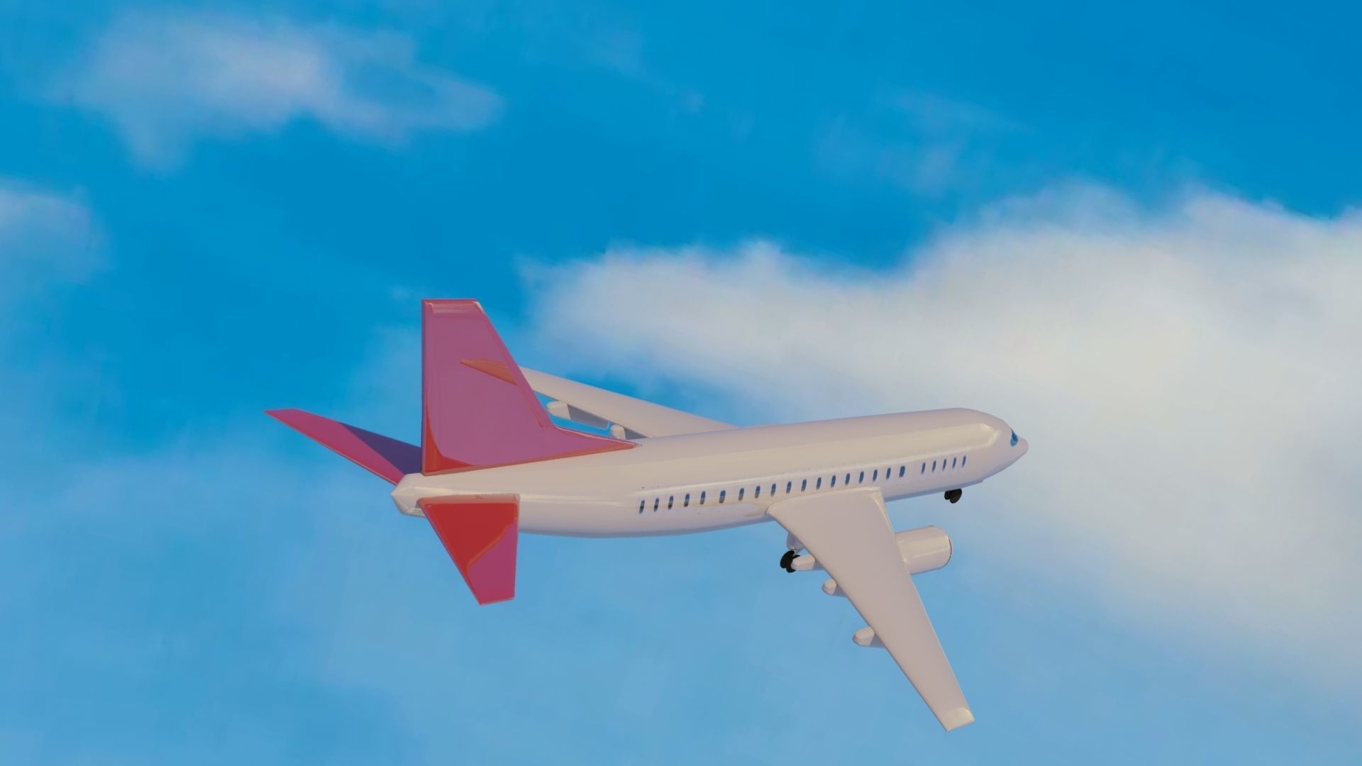 Aircraft LowPoly passenger airplane flying in sky Low-poly 3D model_22