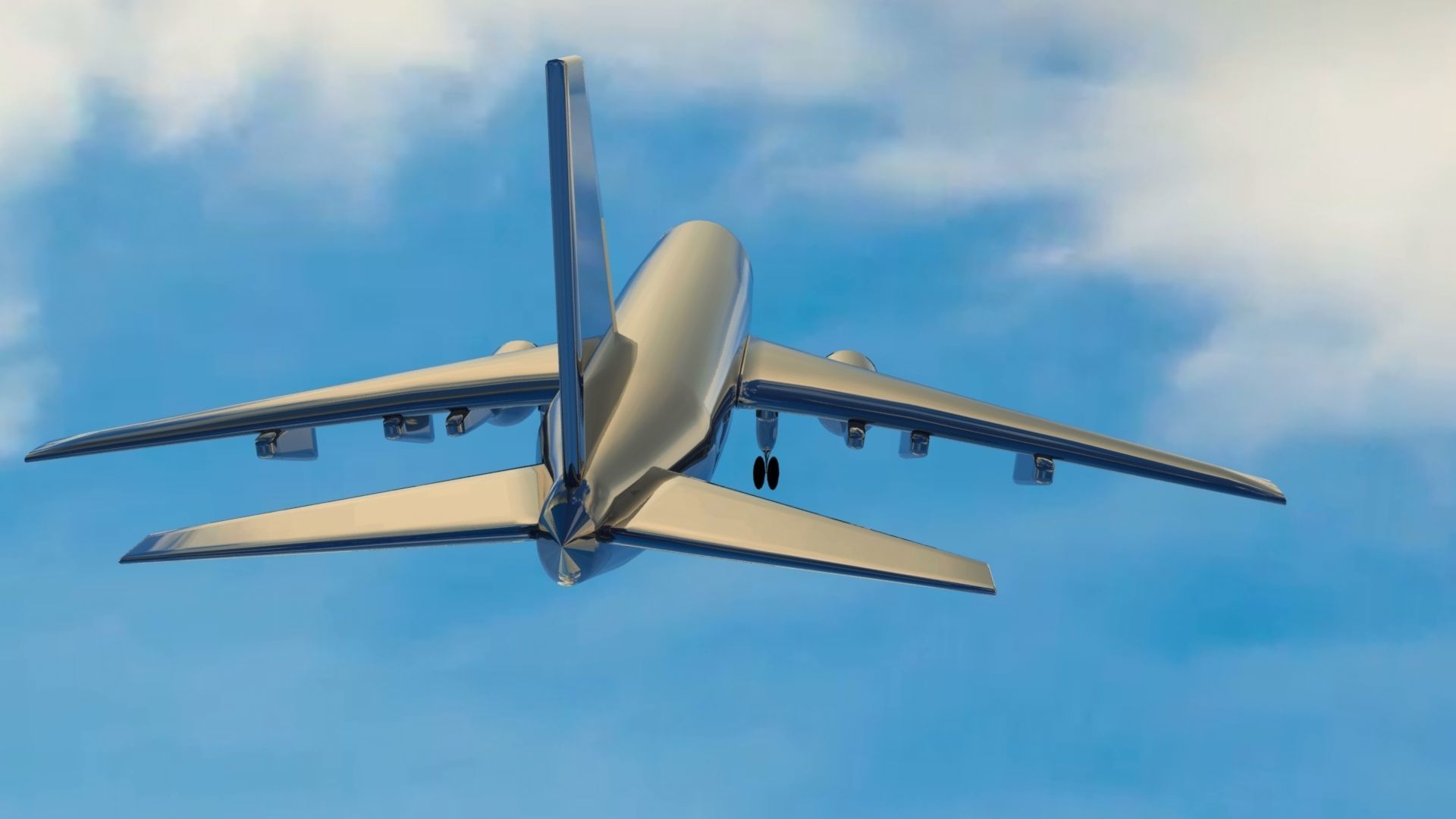 Aircraft LowPoly passenger airplane flying in sky Low-poly 3D model_11