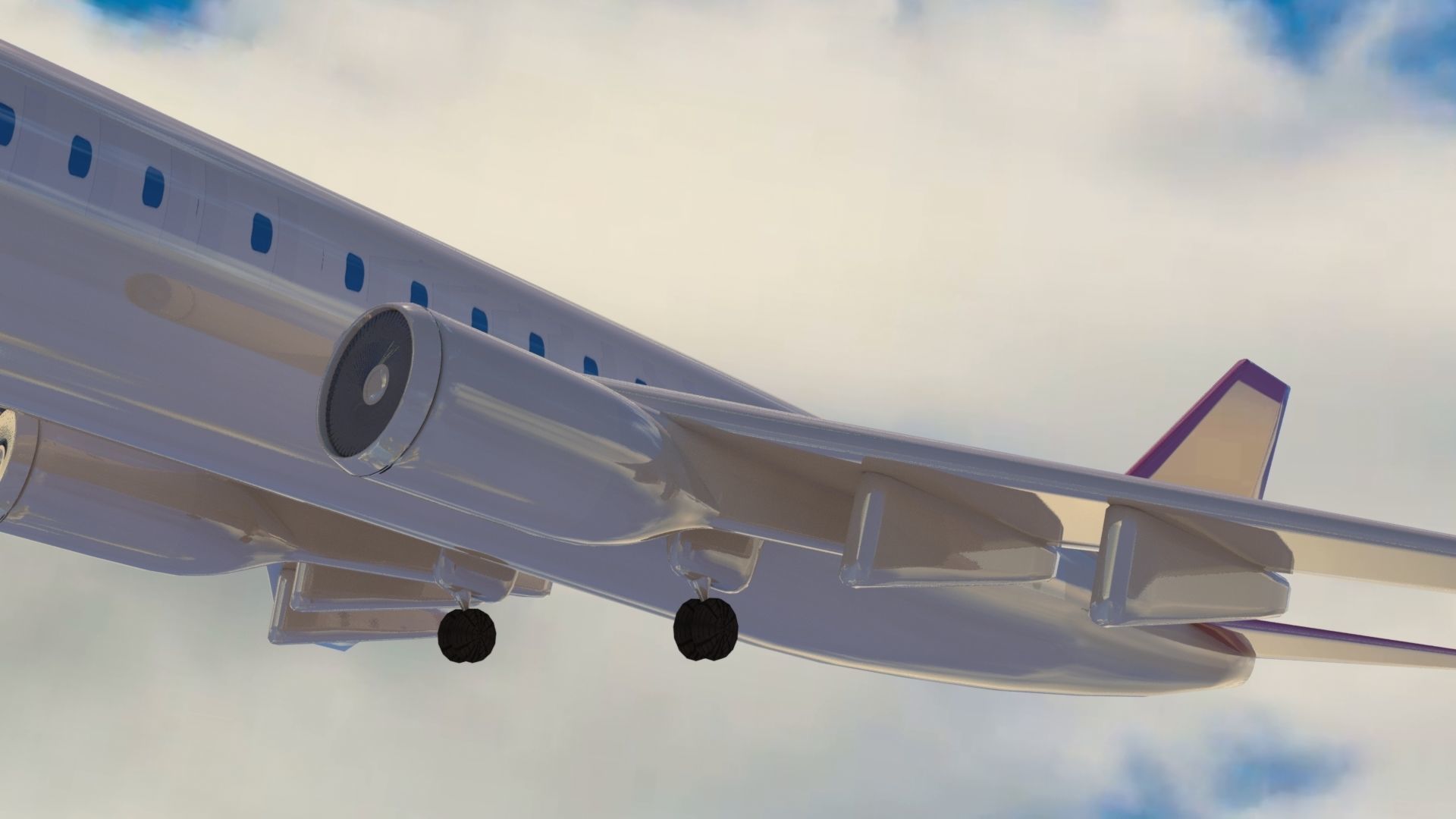 Aircraft LowPoly passenger airplane flying in sky Low-poly 3D model_10