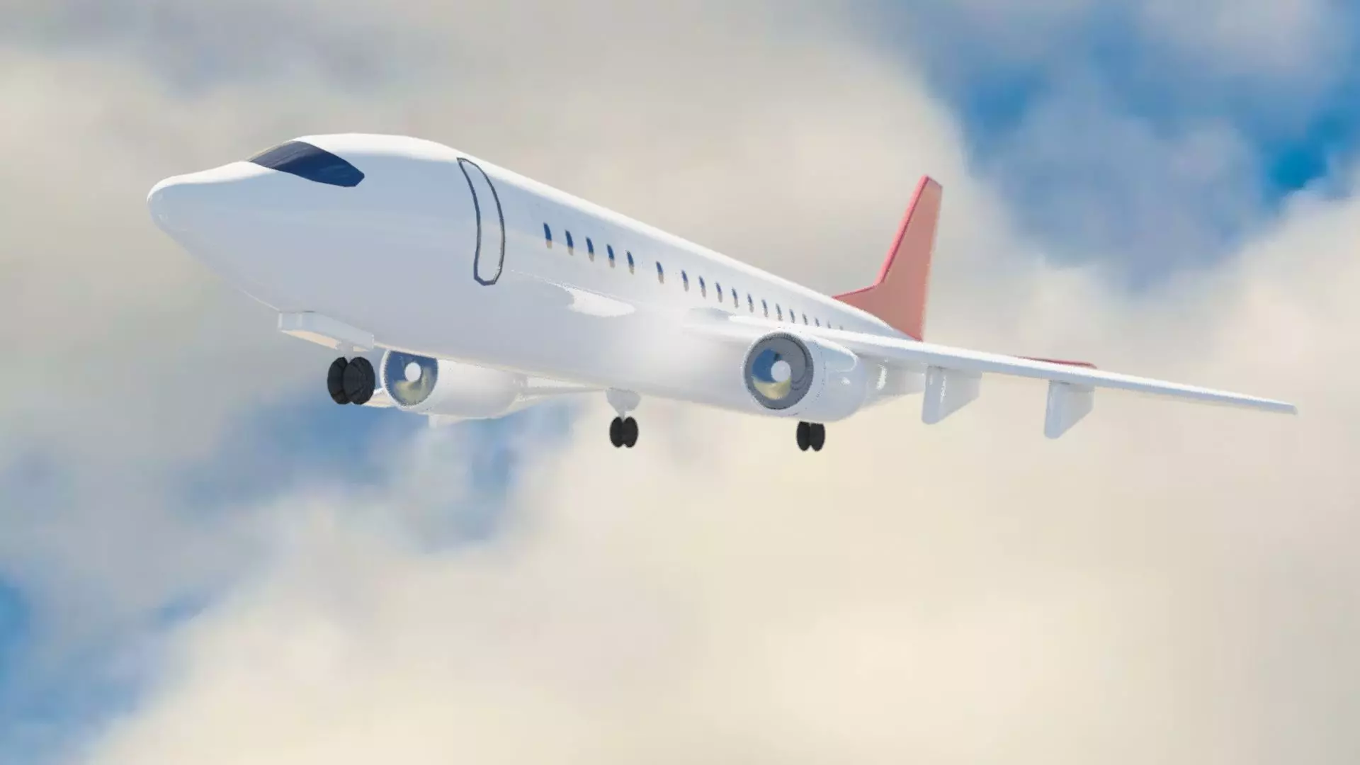 Aircraft LowPoly passenger airplane flying in sky Low-poly 3D model_0