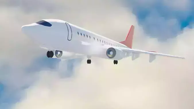 Aircraft LowPoly passenger airplane flying in sky